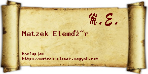 Matzek Elemér névjegykártya
